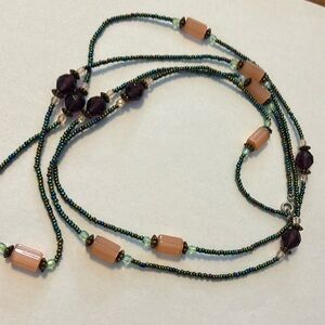 Beautiful glass bead 54” Artisan necklace can be worn Louie doubled or tripled